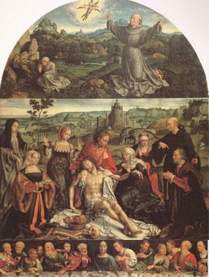 CLEVE, Joos van The Lamentation of Christ with the Last Supper(predella) and Francis Receiving the Stigmata(mk05) France oil painting art